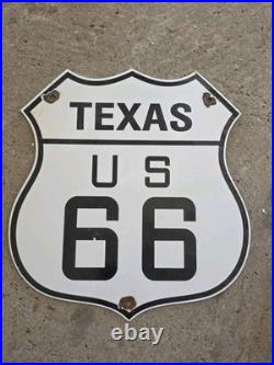 VINTAGE TEXAS ROUTE 66 TEXAS STATE AUTO ASSN. PORCELAIN SIGN Appx 12 x 12