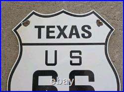 VINTAGE TEXAS ROUTE 66 TEXAS STATE AUTO ASSN. PORCELAIN SIGN Appx 12 x 12