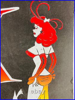 VTG 50s 60s Car Dealership Advertising Sign #3 pin up dancer striptease