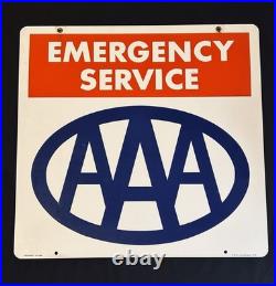 VTG AAA American Auto Assoc EMERGENCY SERVICES Double Sided Advertising Sign 24