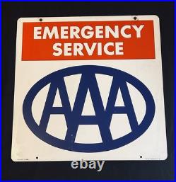 VTG AAA American Auto Assoc EMERGENCY SERVICES Double Sided Advertising Sign 24