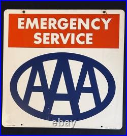 VTG AAA American Auto Assoc EMERGENCY SERVICES Double Sided Advertising Sign 24