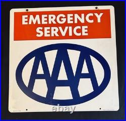 VTG AAA American Auto Assoc EMERGENCY SERVICES Double Sided Advertising Sign 24