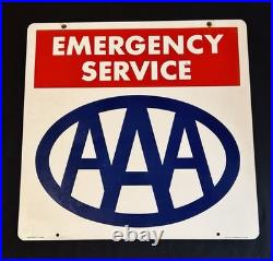 VTG AAA American Auto Assoc EMERGENCY SERVICES Double Sided Advertising Sign 24