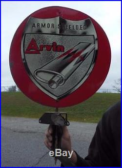 Vtg Arvin Mufflers Armor Shilded Whirligig Spinning Gas Station Sign Garage Car