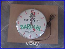 Vtg Bardahl Oil Advertising Round Glass Face Clock Old Automotive Car Sign Works