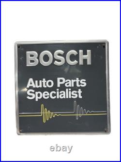 VTG Bosch Auto Parts Specialist embossed tin Sign 18x18 OEM Scioto Signs 1991