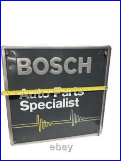 VTG Bosch Auto Parts Specialist embossed tin Sign 18x18 OEM Scioto Signs 1991
