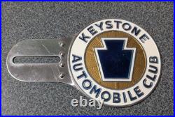 VTG Metal Keystone Automobile Club Advertising License Plate Frame Topper Decal