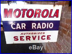 Vtgrare Motorola Car Radio Double Sided Enameled Gas Oilsign & Bracket