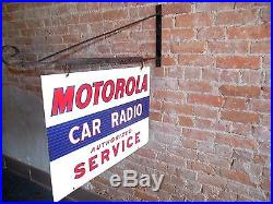 Vtgrare Motorola Car Radio Double Sided Enameled Gas Oilsign & Bracket