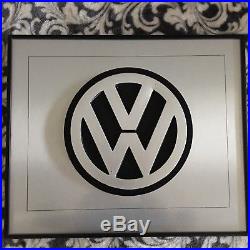 VW Vintage Emblem Logo Framed Wall Art Dealership Promotion Sign