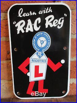 Vgc Rac Reg Man Antique Old Vintage Enamel Advertising Sign Automobile Motoring