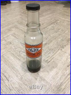 Vigzol Motor Oil Vintage Glass Bottle 1 Pint. Great Condition With Cap