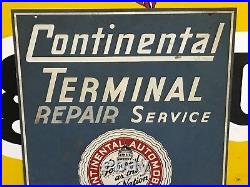 VinTaGe OriGiNaL CONTINENTAL AUTOMOBILE Gas Oil SIGN OLD Car Auto Double Sided
