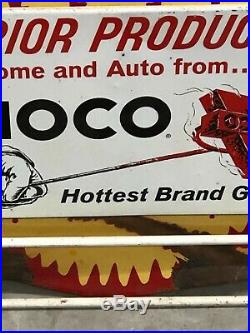 VinTagE Original CONOCO HOTTEST BRAND GOING Rack Sign Gas Oil Car OLD PATINA