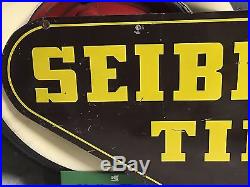 VinTage ORIGINAL SEIBERLING TIRES Double Sided DST SIGN Car Truck GaS OiL OLD