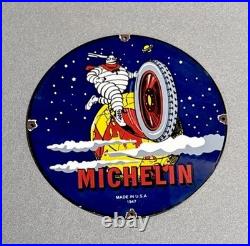 Vintage 12 1947 Michelin Tires Porcelain Sign Car Gas Oil Truck Motorcycle