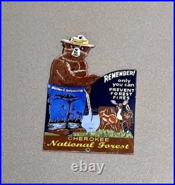 Vintage 12 1954 Smokey Bear Forest Porcelain Sign Car Gas Truck Oil Motorcycle