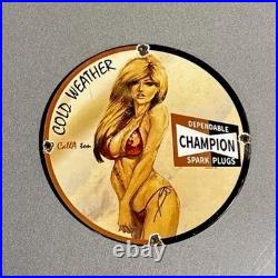 Vintage 12 Champion Spark Plugs Porcelain Sign Car Gas Oil Truck Motorcycle