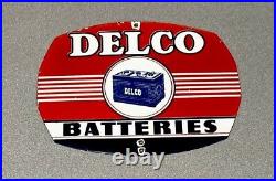 Vintage 12 Delco Batteries Porcelain Sign Car Gas Oil Truck