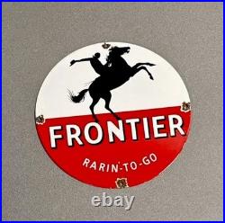 Vintage 12 Frontier Cowboy Horse Porcelain Sign Car Gas Oil Truck Motorcycle