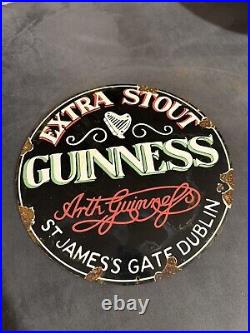 Vintage 12 Guinness Beer Porcelain Sign Car Gas Oil Truck