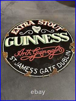 Vintage 12 Guinness Beer Porcelain Sign Car Gas Oil Truck