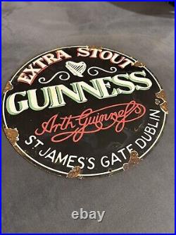 Vintage 12 Guinness Beer Porcelain Sign Car Gas Oil Truck