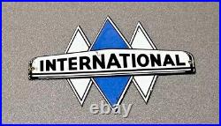 Vintage 12 International Porcelain Sign Car Gas Auto Oil