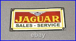 Vintage 12 Jaguar Sales Service Motor Oil Porcelain Sign Car Gas Auto