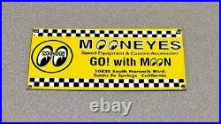 Vintage 12 Moon Eyes Racing Equipment Porcelain Sign Gas Oil Car Truck