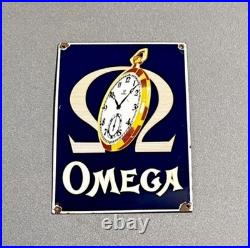 Vintage 12 Omega Watches Jewelry Porcelain Sign Car Oil Gas Motorcycle Truck