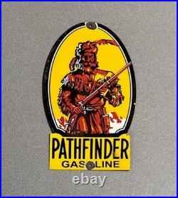 Vintage 12 Pathfinder Gasoline Porcelain Sign Car Gas Oil Motorcycle