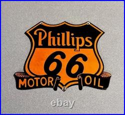 Vintage 12 Phillips Route 66 Porcelain Sign Car Gas Oil Motorcycle