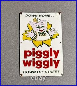 Vintage 12 Piggly Wiggly Porcelain Sign Car Gas Oil Motorcycle Truck