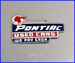 Vintage 12 Pontiac Indian Dealership Porcelain Sign Car Oil Gas Motorcycle