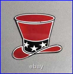 Vintage 12 Red Hat Gasoline Porcelain Sign Car Oil Gas Motorcycle Truck