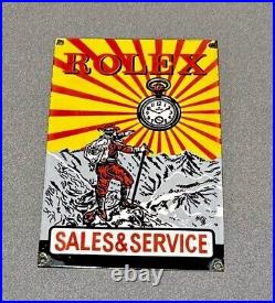 Vintage 12 Rolex Watch Jewelry Porcelain Sign Gas Oil Car Truck Motorcycle