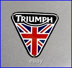 Vintage 12 Triumph Cycles Bikes Porcelain Sign Car Oil Gas Motorcycle Truck