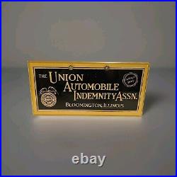 Vintage 12 Union Automobile Indemnity Assn. Bloomington IL Advertising Sign