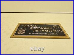 Vintage 12 Union Automobile Indemnity Assn. Bloomington IL Advertising Sign