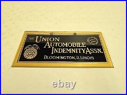 Vintage 12 Union Automobile Indemnity Assn. Bloomington IL Advertising Sign