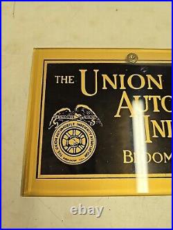 Vintage 12 Union Automobile Indemnity Assn. Bloomington IL Advertising Sign