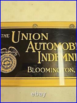 Vintage 12 Union Automobile Indemnity Assn. Bloomington IL Advertising Sign