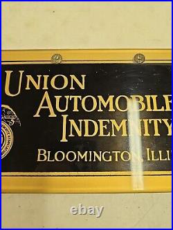 Vintage 12 Union Automobile Indemnity Assn. Bloomington IL Advertising Sign