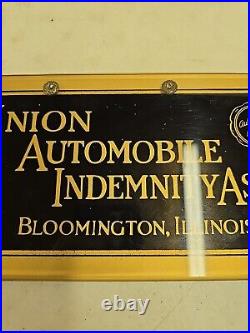 Vintage 12 Union Automobile Indemnity Assn. Bloomington IL Advertising Sign