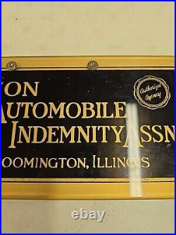 Vintage 12 Union Automobile Indemnity Assn. Bloomington IL Advertising Sign