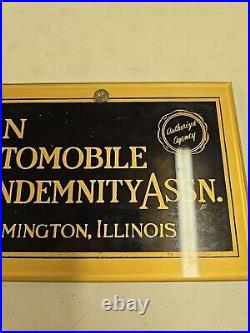 Vintage 12 Union Automobile Indemnity Assn. Bloomington IL Advertising Sign