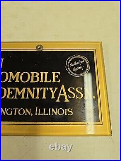 Vintage 12 Union Automobile Indemnity Assn. Bloomington IL Advertising Sign